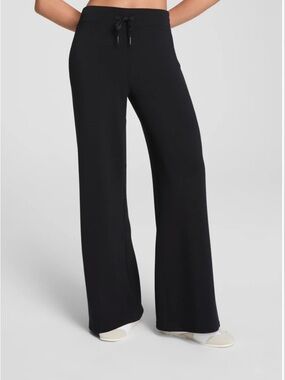 SPANX Air Essentials Black Wide-Leg Drawstring Pants